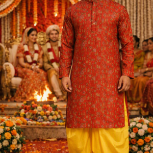 yellow silk dhoti pant for men