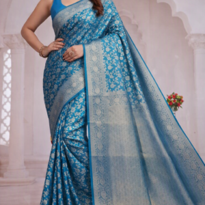 benarasi silk saree with silver zari