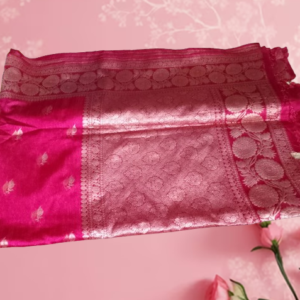 women's rose pink benarasi saree
