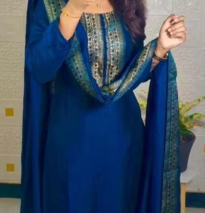 women's silk blend embroidered straight kurti with dupatta women's silk blend embroidered straight kurti with dupatta