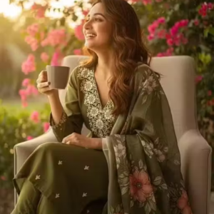 women's rayon embroidered kurti set with dupatta