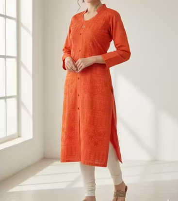 women's cotton lucknowi aari work kurti women's cotton lucknowi aari work kurti
