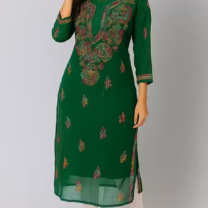 women's georgette chikankari kurti