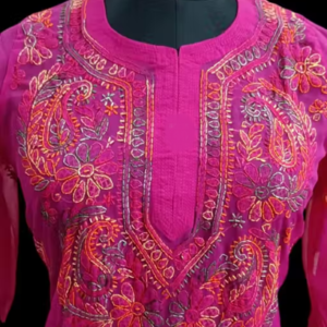 women's georgette chikankari kurti