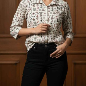 women's ajrakh printed oversized cotton shirts