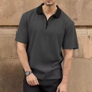 men's polo neck zipper t shirt