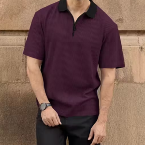 men's polo neck zipper t shirt