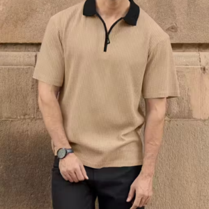 men's polo neck zipper t shirt