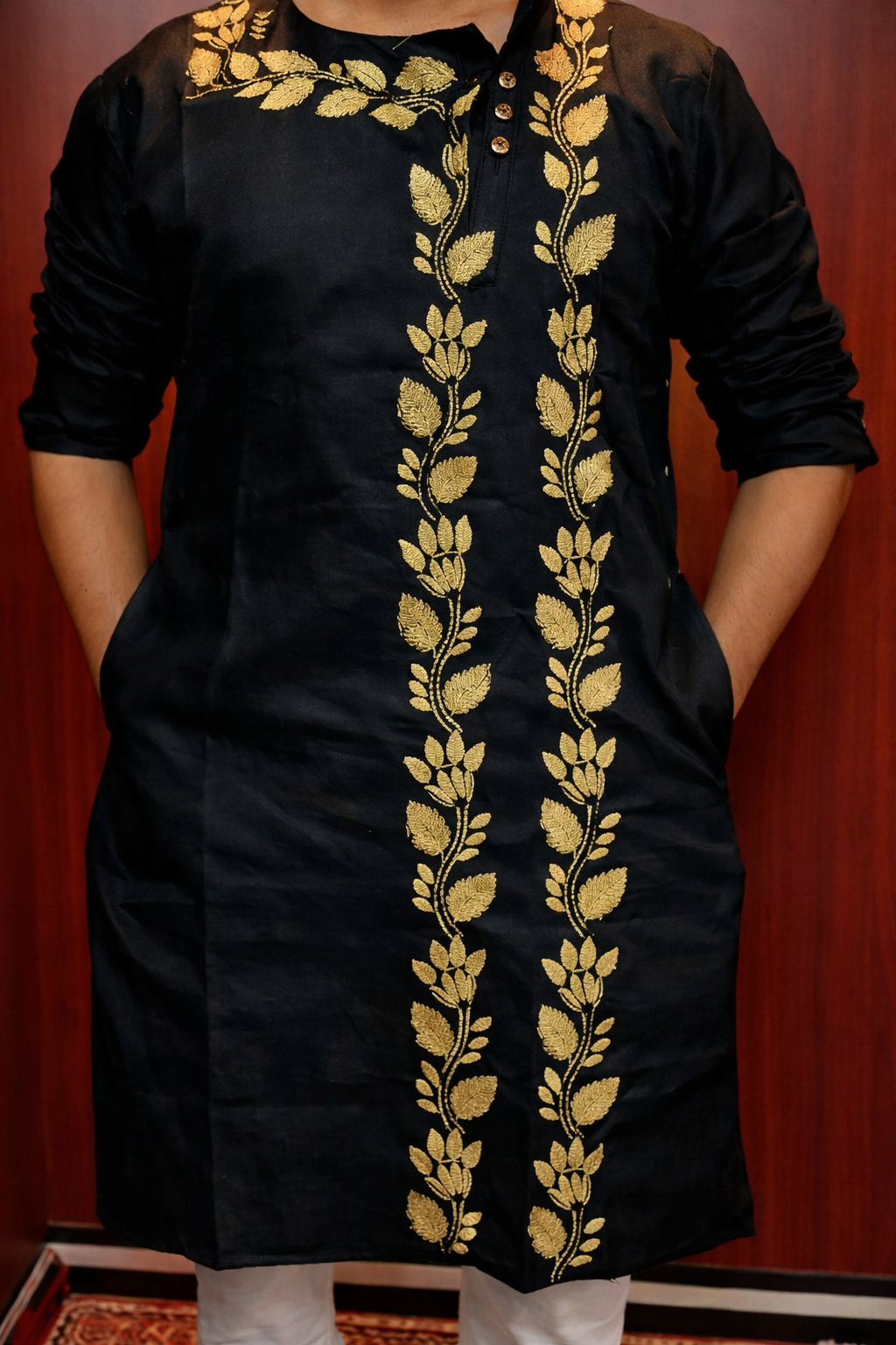 men's kantha stitched cotton kurta men's kantha stitched cotton kurta