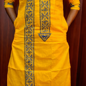 men's kantha stitched cotton kurta