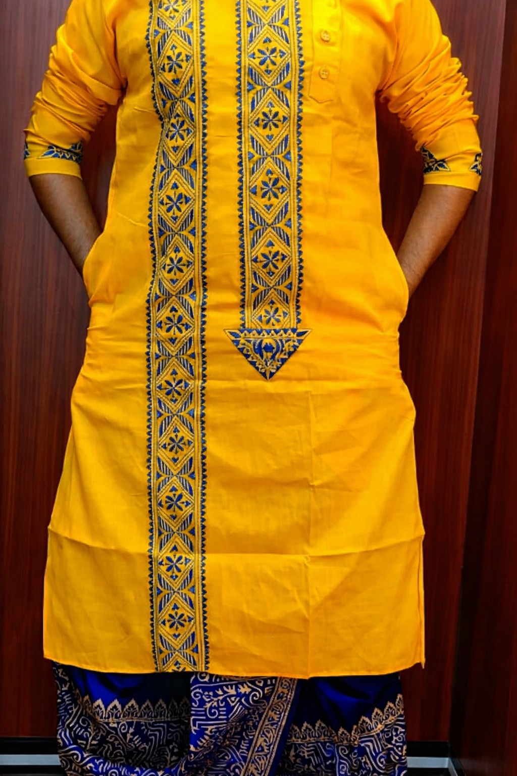 men's kantha stitched cotton kurta men's kantha stitched cotton kurta