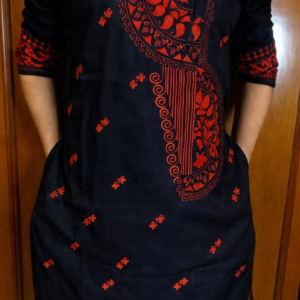 men's kantha stitched cotton kurta