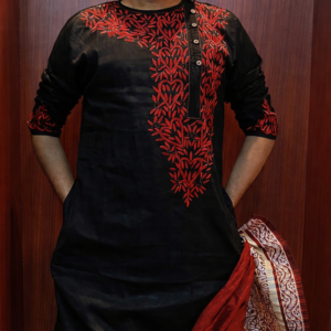 men's kantha stitched cotton kurta