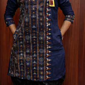 men's kantha stitched cotton kurta