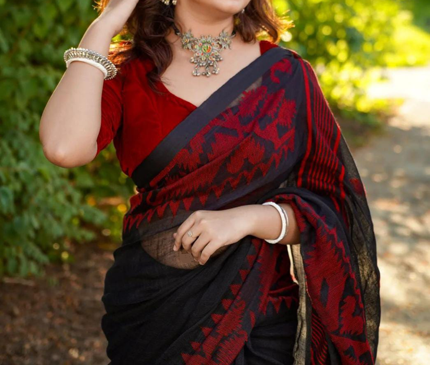 linen jamdani saree linen jamdani saree