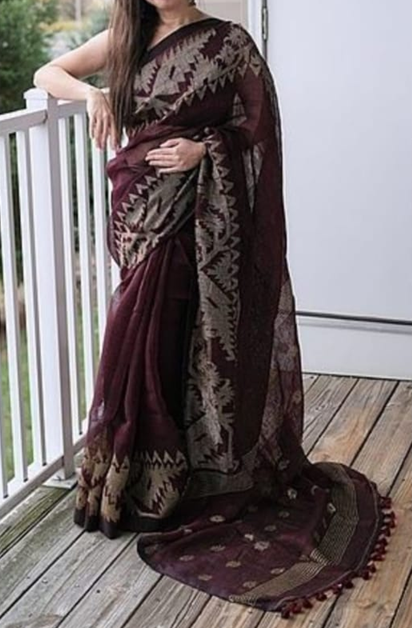 linen jamdani saree linen jamdani saree