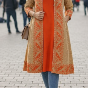 women's sleeveless kurti & jamdani jacket combo