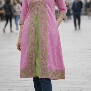 women's sleeveless kurti & jamdani jacket combo