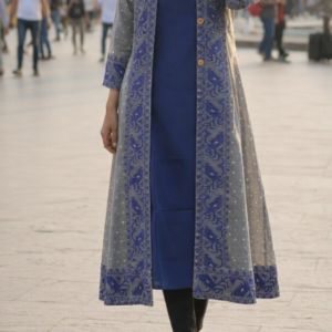 women's sleeveless kurti & jamdani jacket combo