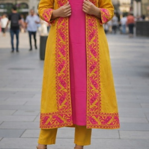 women's sleeveless kurti & jamdani jacket combo